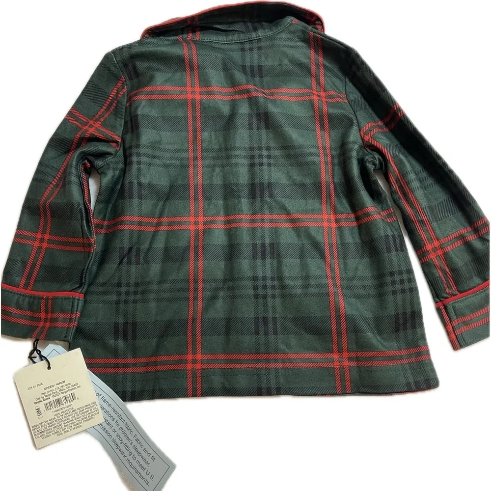 NWT Hearth and Hand Tartan Plaid 2-pc Pajama Set  Green & Red Size 18M - Picture 3 of 6